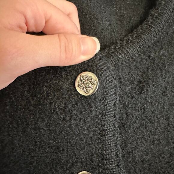 Lands’ End Vintage 100% Wool Black Cardigan Jacket Women’s 12 - Picture 7 of 7